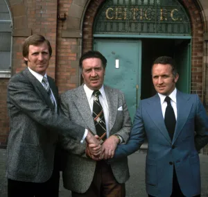 Handshake Prints: Celtic manager Jock Stein (centre) with Billy McNeill and John Clark at Park head
