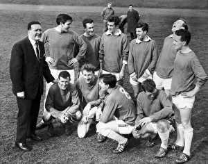 Laughter Prints: Celtic manager Jock Stein jokes with players during a break from training