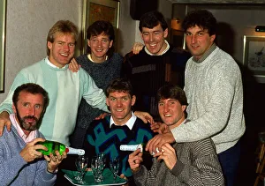 Celtic players at opening Fullarton Park hotel October 1986