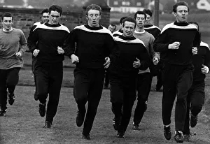 Celtic players running during training session April 1969