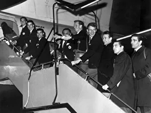 The Celtic team board their plane at Prestwick Airport bound for Argentina to compete in