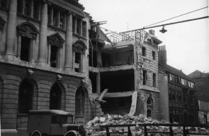 The Central Post Office in Hull damaged in a overnight air raid on the city 18th July