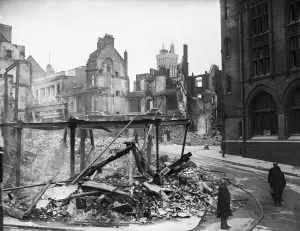 The centre of Plymouth devastated by a series of heavy raids on the city