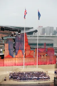 Ceremonial scenes for the he official handover of the Hong Kong to China as the 99 year