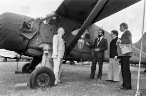 Air Show Prints: Chairman of Midland Air Museum John Berkeley presents one of the museums exhibits