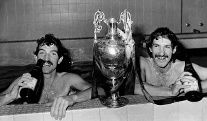 Bath Prints: Champagne and a bath for Graeme Souness and Terry McDermott of Liverpool after today