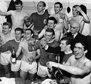 01130 Prints: Champagne in the dressing room after Liverpool had clinched the League Championship by