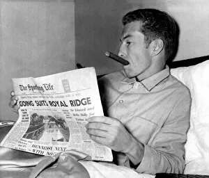 Champion at rest - Lester Piggott with big cigar and his bible - The Sporting Life