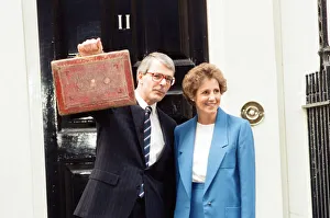 01301 Prints: Chancellor of the Exchequer John Major at 11 Downing Street with his wife Norma as he