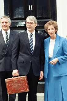 Chancellor of the Exchequer John Major at 11 Downing Street with his wife Norma as he