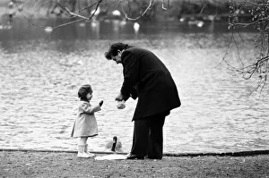 Chancellor of the Exchequer Nigel Lawson enjoys a pre-Budget walk with his family in St