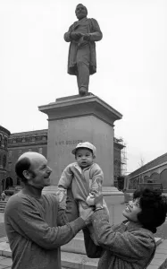 Charles Bolckow and wife Gliceria, hold up little Henry junior, in front of his great