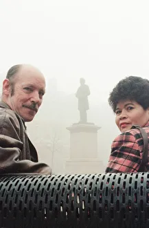 Charles Bolckow and wife Gliceria, visit the statue of his great, great, grandfather