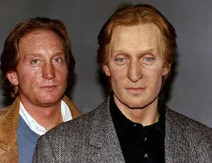 Charles Dance British actor at Madame Tussauds waxwork museum with his model