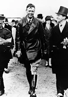Adventure Prints: Charles Lindbergh aviator seen here in Brussels after crossing the Atlantic Ocean solo