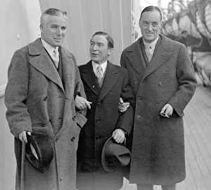 Racing Driver Prints: Charlie Chaplin actor 1931 with Steve Donohue and Sir Malcolm Campbell during his visit
