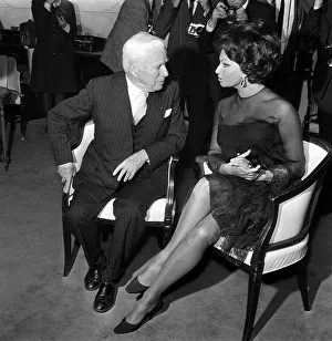 Charlie Chaplin and Sophia Loren - November 1965 at a press conference