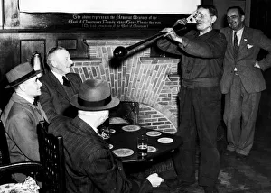 Drinkers Prints: Charlie Faulkner (58) iron founder is the latest man to have an attempt at drinking of