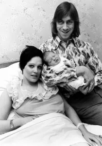 Charlie George Football Player and his wife Susan March 1973 with their new baby