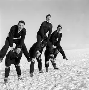 Leap Frog Prints: Charlton Athletic Football Club seen here training in the snow at Eastbourne