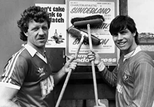 Brushes Prints: Charlton Athletic footballers Mick Flanagan (left) and Robert Lee prepare Selhurst Park
