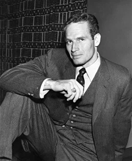 Charlton Heston at the Ben Hur press conference held at Metro House, St James Street