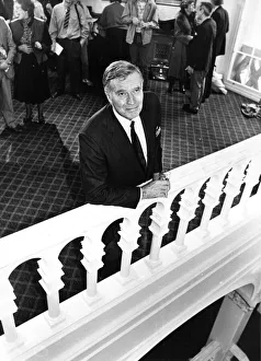 Charlton Heston during a press interview at Theatre Royal