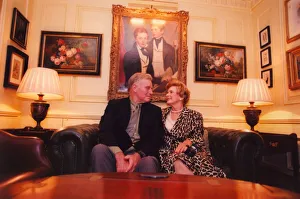 Charlton Heston with his wife Lydia at the Dorchester Hotel in London