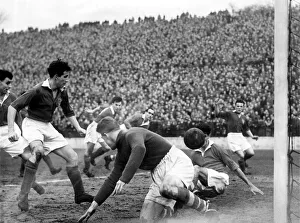 00230 Prints: Charlton v. Portsmouth at the valley. Sam Bartram goes down to save but is beaten by