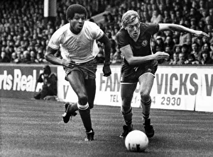 The chase is on, Villas Tony Morley and Blues Howard Gayle give chase at Villa