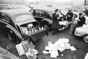 Chauffers enjoy a spot of lunch in the West Car Park at Twickenham whilst their