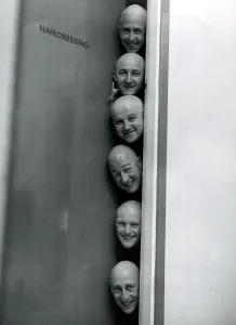 These six cheerful young men ar going bald headed for the Dr Who television series on BBC