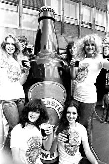 Cheers! Pans People sample a few pints of Newcastle Brown Ale during their Festival