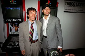 Italian Prints: Chelsea footballer Gianfranco Zola and team mate Roberto Di Matteo at the Cafe de Paris