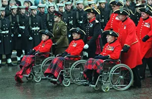 Chelsea pensioners at the Cenotaph during the Remembrance Sunday service