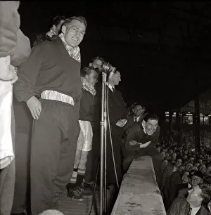 Glory Prints: Chelsea players in the stand at Stamford Bridge acknowledge the applause of the fans