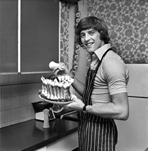 Kitchen Prints: Chelsea striker Ian Hutchinson Prepares a meal for some of his team mates at his home in