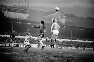Grandstand Prints: Chelsea v Huddersfield. Peter Osgood has an attempt on the Huddersfield goal at Stamford