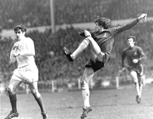 Chelsea v Leeds F. A. Cup Final 1970 Eddie McCreadie of Chelsea clears from Peter