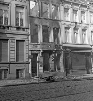 00118 Collection: A Chemist burnt out during the German bombardment of the centre of Antwerp