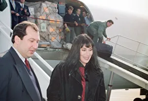 Cher, American singer and actress at London Gatwick Airport