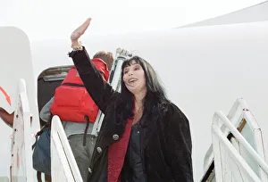 Cher, American singer and actress at London Gatwick Airport