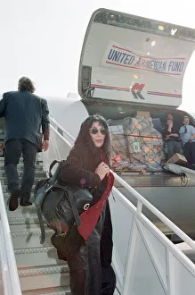 Cher, American singer and actress at London Gatwick Airport