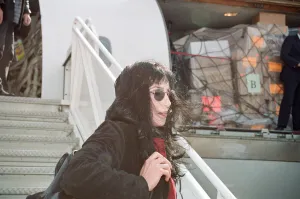 Cher, American singer and actress at London Gatwick Airport