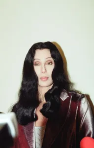 Cher, American singer and actress, at the Look Ahead hostel project in Dock Street
