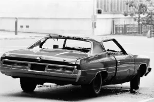 United States Of America Prints: Chevrolet Nova, abandoned and vandalised on the streets of New York, USA, June 1984