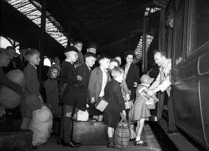 Emotions Prints: Child Evacees leave Euston for the country during WW2 Circa September 1939