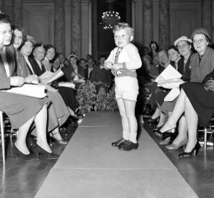Wool Prints: Child model Andrew-Mole Harrison seen here at the Wool fashion show. September 1953 D5568
