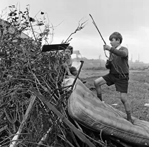 00991 Collection: Children building a bonfire on Teesside. 1971