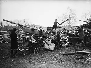 Children collecting firewood from bomb sites during Second World War